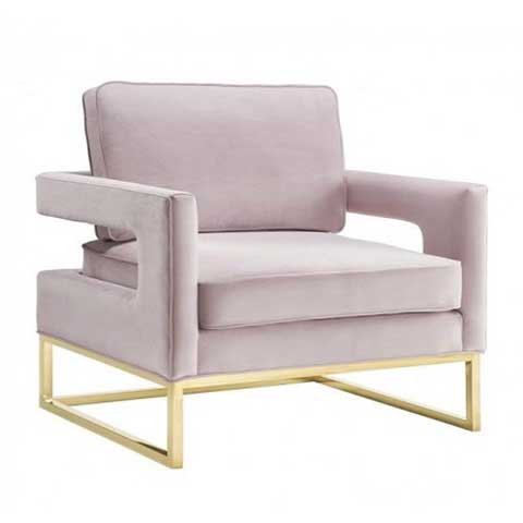Gold Metal Detaylı Bej Berjer