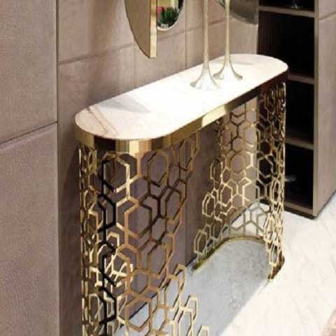 Gold Metal Detaylı Mermer Dresuar