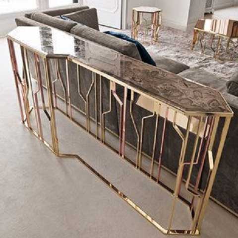 Gold Metal Detaylı Mermer Dresuar