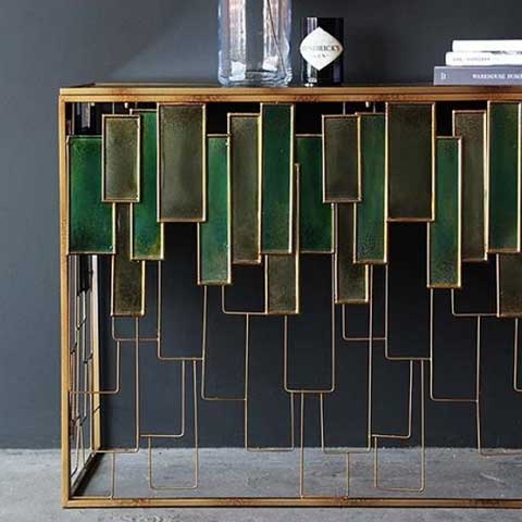 Gold Metal Detaylı Yeşil Dresuar