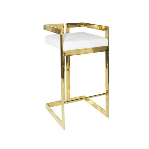 Titanium Metal Detaylı Beyaz Bar Sandalyesi