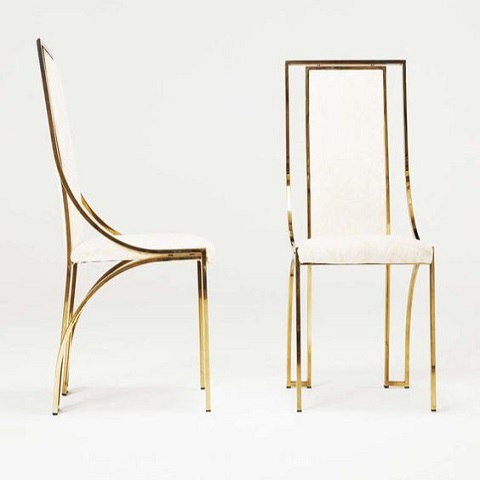 Gold Metal Detaylı Beyaz Sandalye