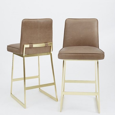 Gold Metal Detaylı Kahverengi Bar Sandalyesi